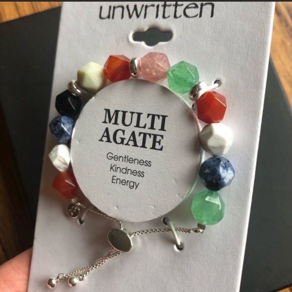 🍎🍏Genuine Agate Silver Boho Bracelet - Picture 4 of 6